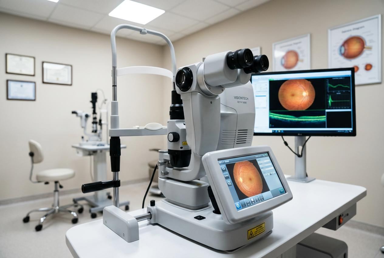 Mapeamento de retina com equipamento oftalmológico
